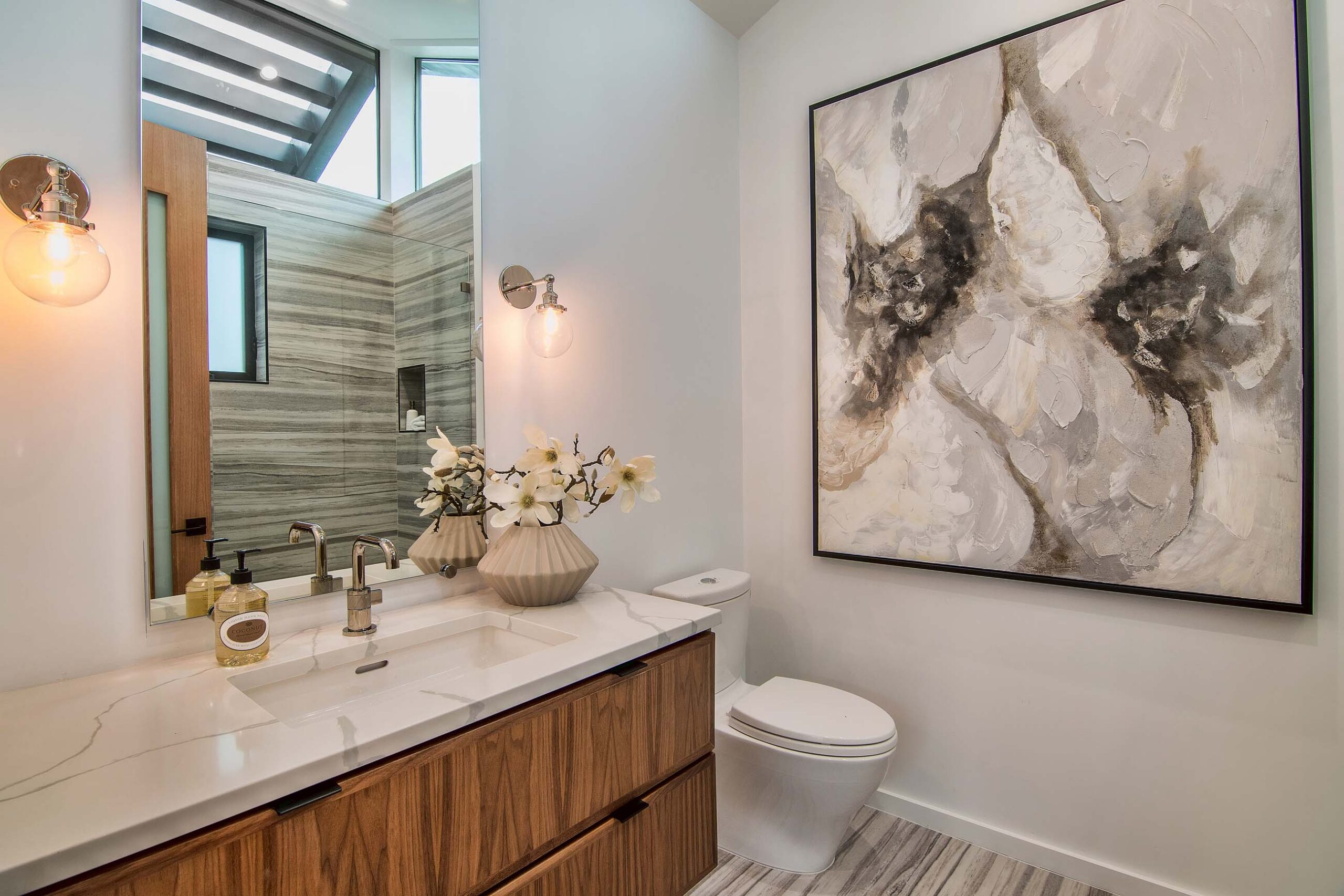 Beautifully designed modern bathroom in California home