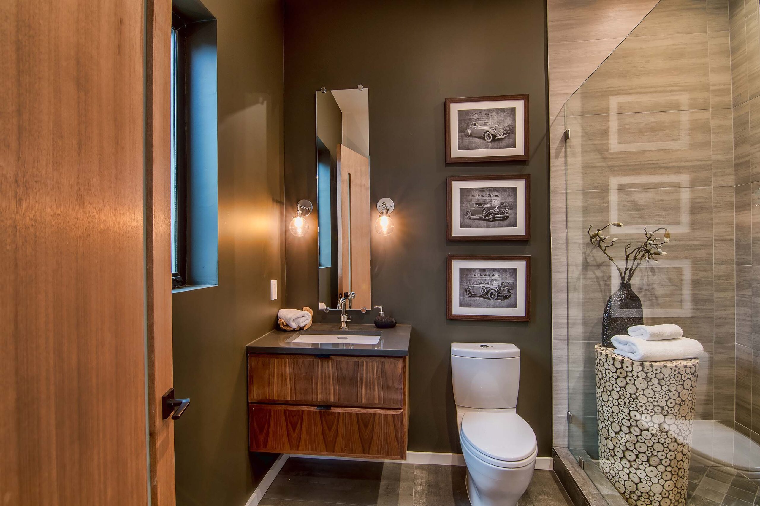 Minimalist bathroom in custom California home