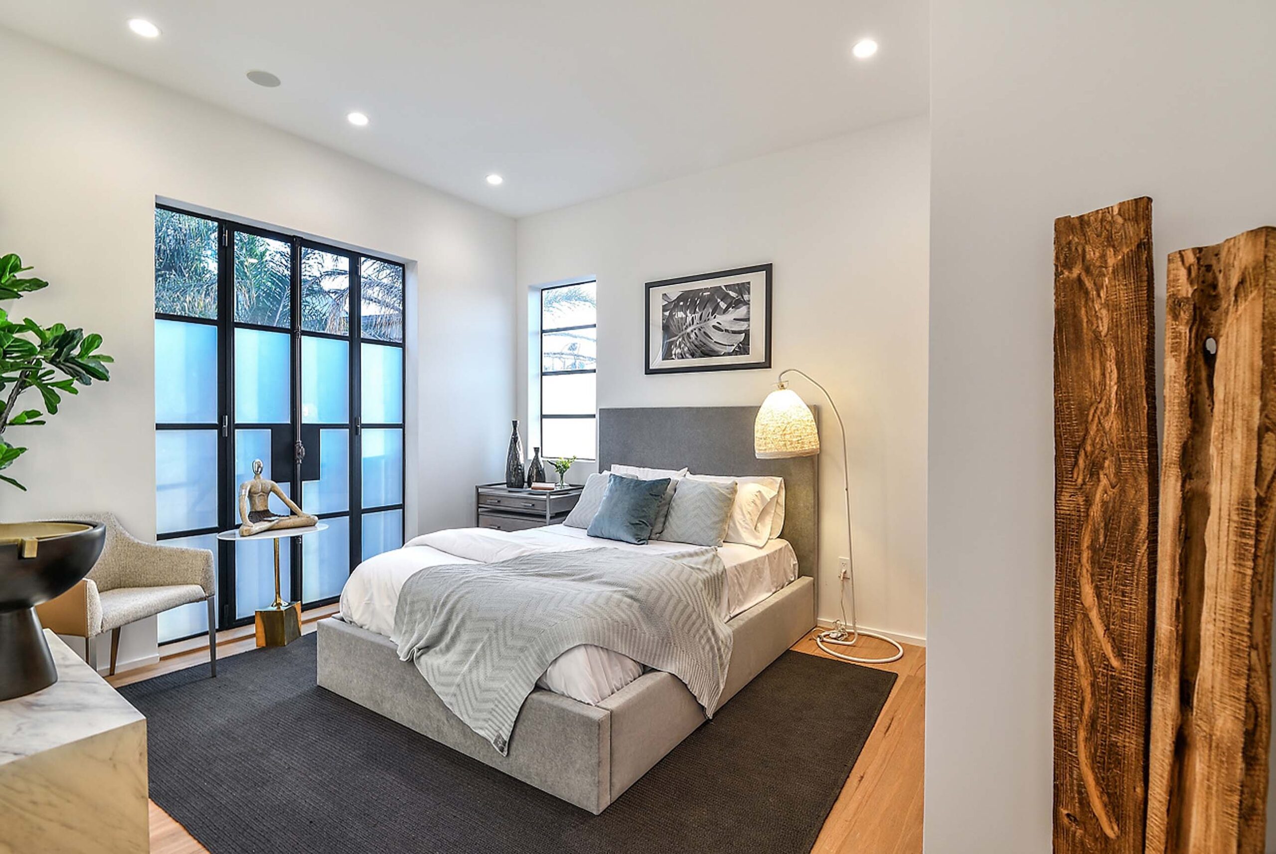 Elegant bedroom in custom Venice beach home