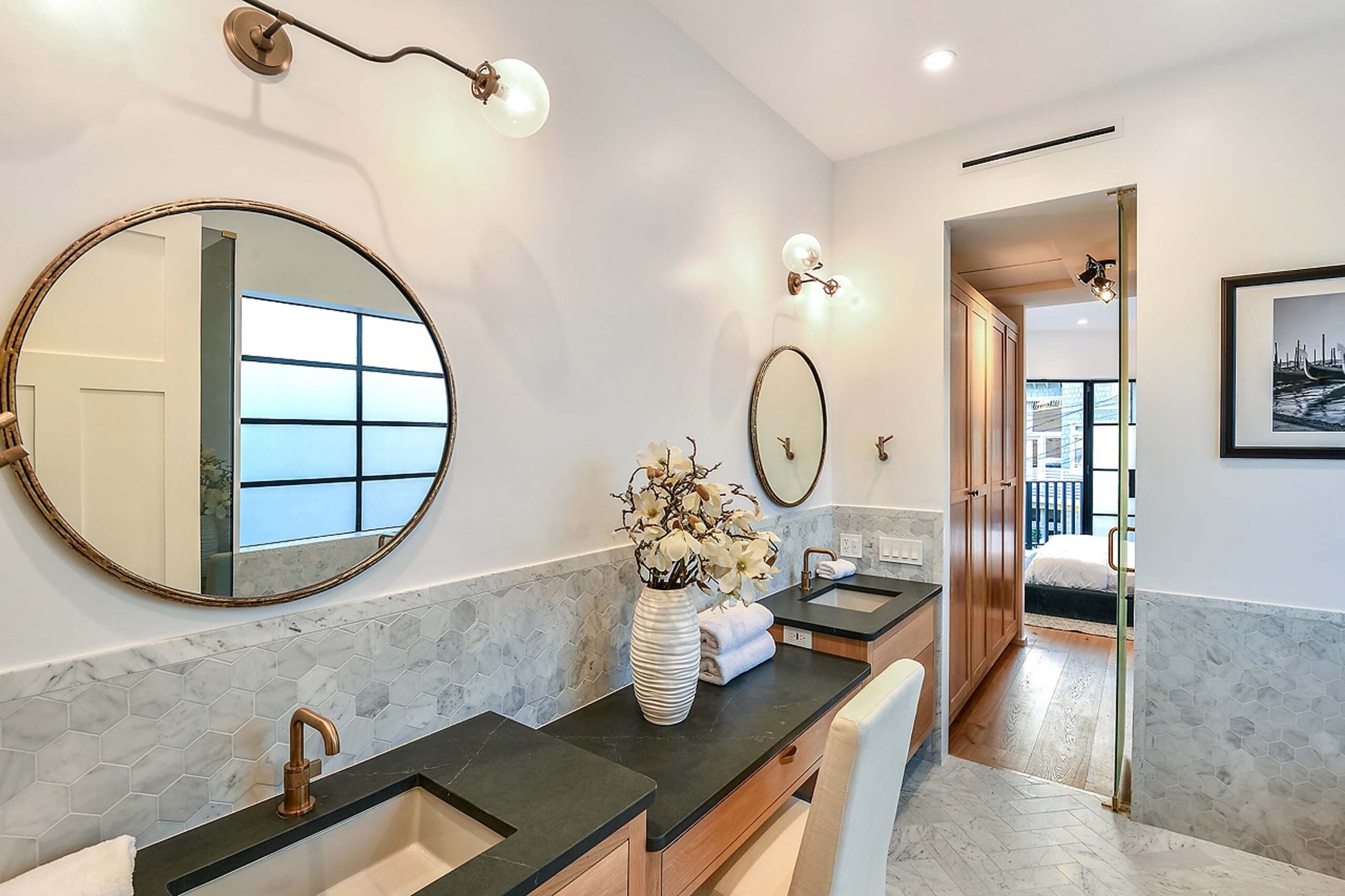 Elegant bathroom in custom beach house