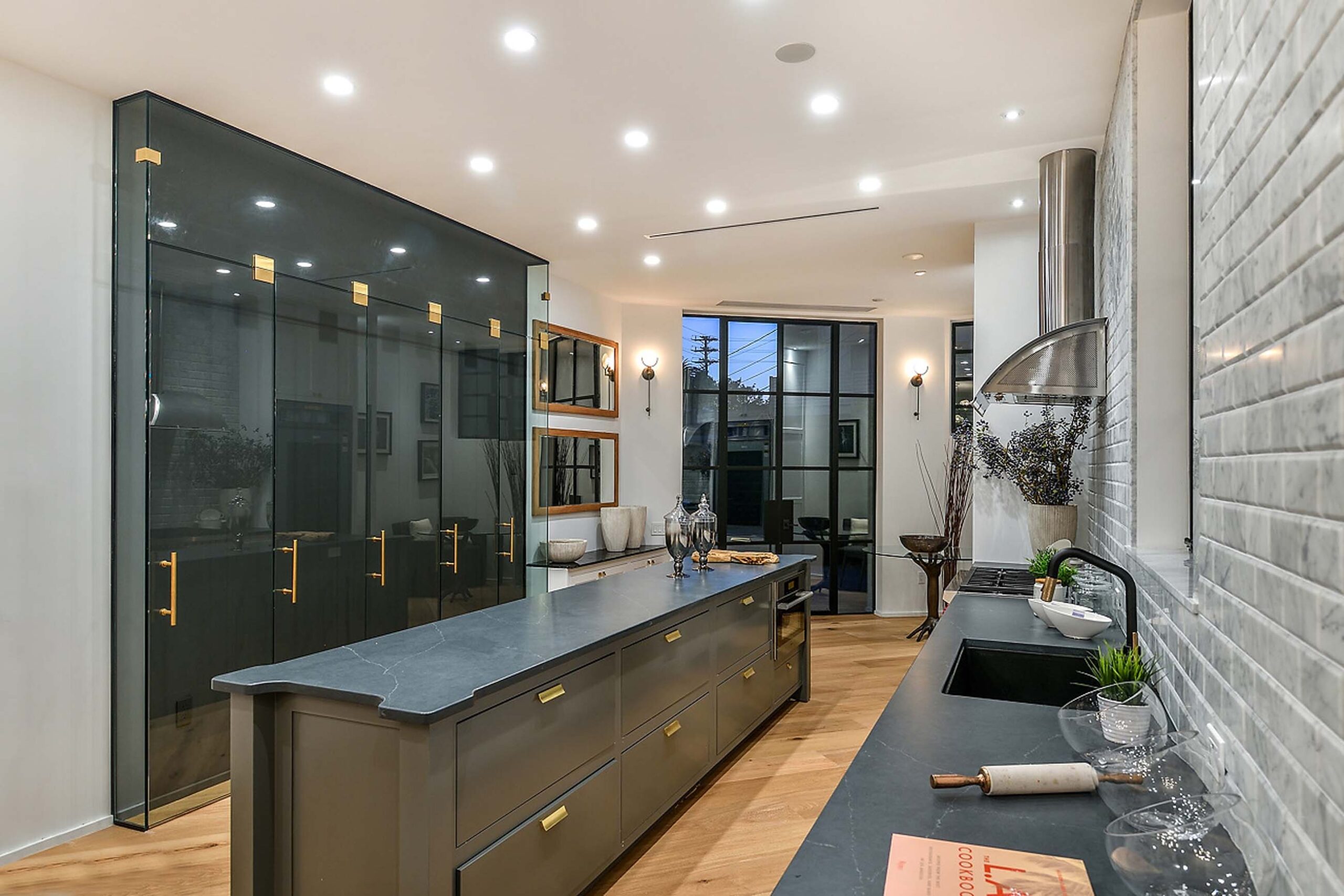 Elegant kitchen in custom Venice beach house