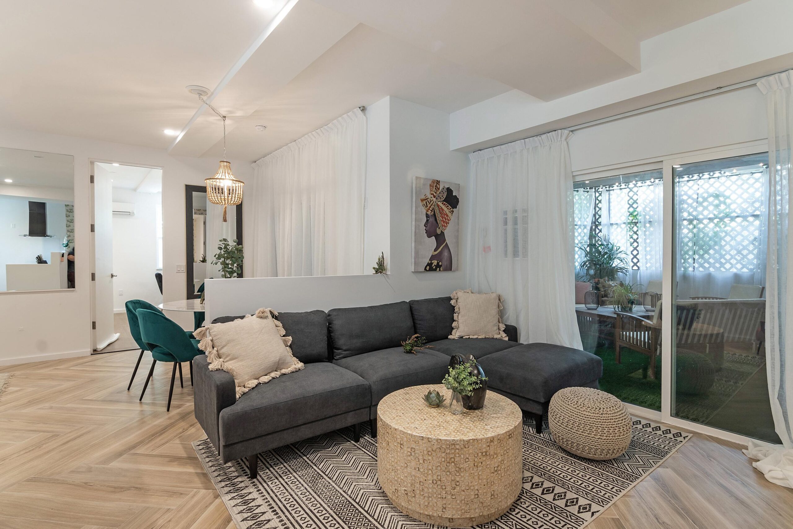 Modern living room in custom California home