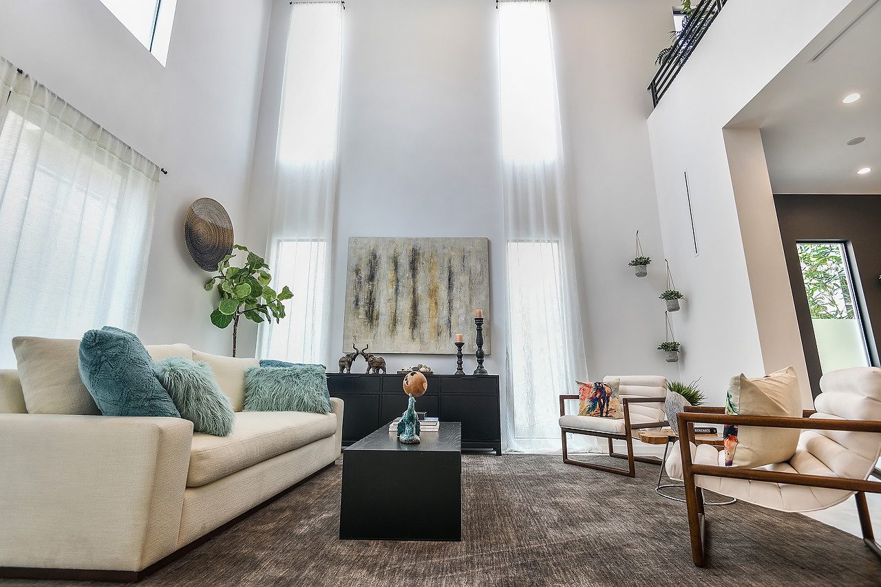 Modern living room in West Hollywood in residential complex
