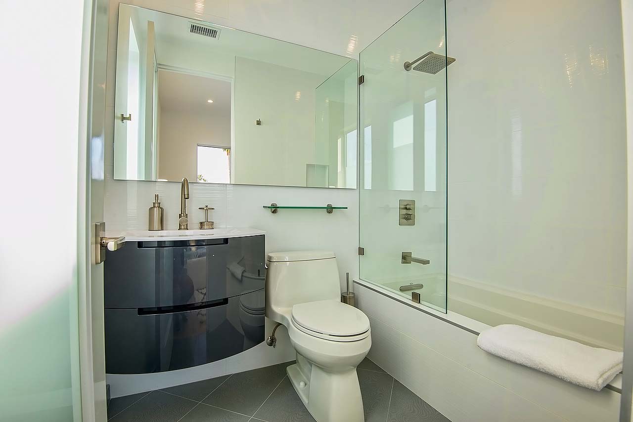Modern minimalist bathroom in California house