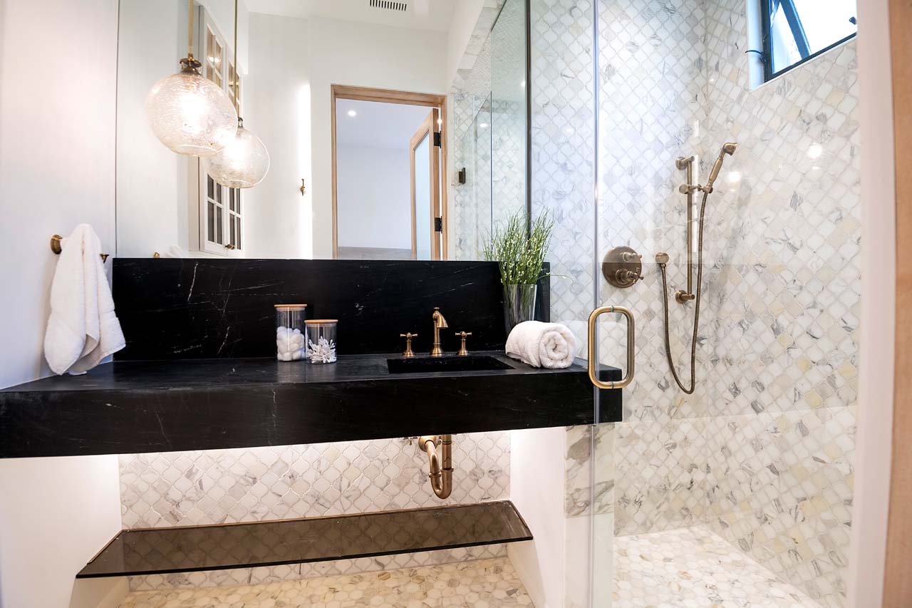 Beautifully tiled bathroom in modern California home