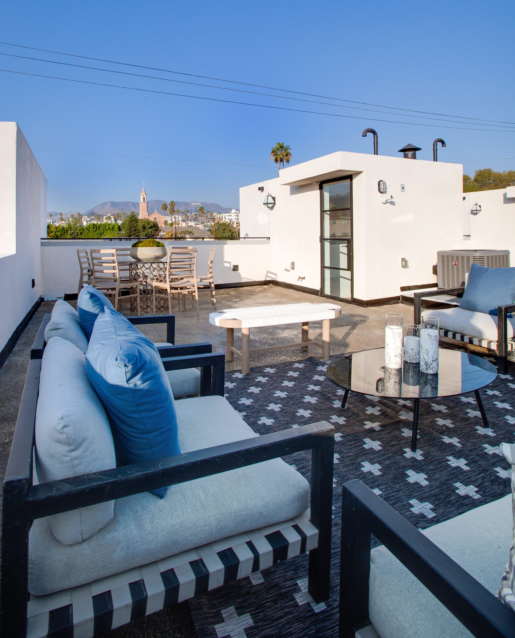 modern rooftop lounge area for residents in California townhouse